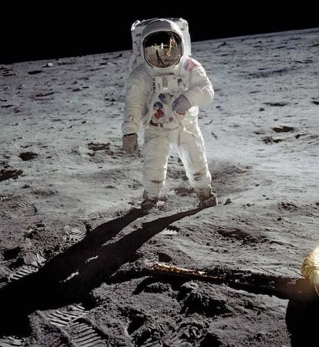 El astronauta estadounidense Edwin (Buzz) Aldrin en la luna, el 20 de julio de 1969.